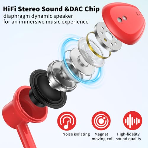 USB C Earbuds Wired Headphones for iPhone 18 Pro Max 17 16 17e,Red - color: Red