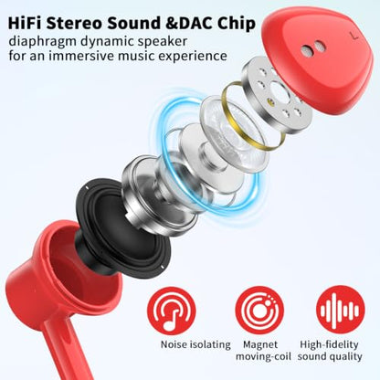 USB C Earbuds Wired Headphones for iPhone 18 Pro Max 17 16 17e,Red - color: Red