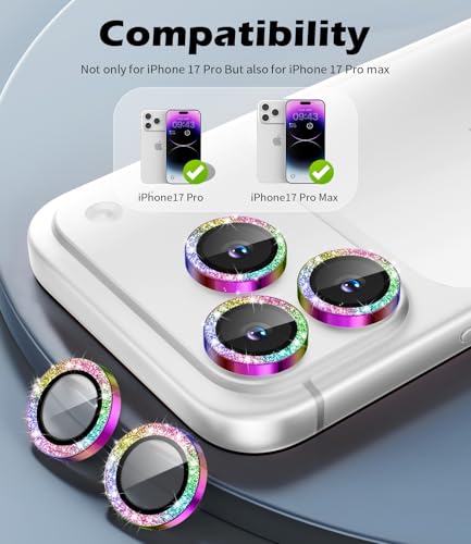 imluckies Camera Lens Protector for iPhone 17 Pro/iPhone 17 Pro Max - color: Bling Colorful