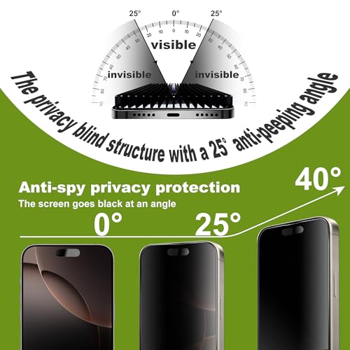 2 Pack Matte Privacy Screen Protector for iPhone 17/16 Pro 6.3",Anti-Glare Anti-Spy Scratch Resistant Tempered Glass Film,Smooth Responsive Touch Anti-Scratch Glass，Easy to Install - size: for iPhone 16 Pro / 17