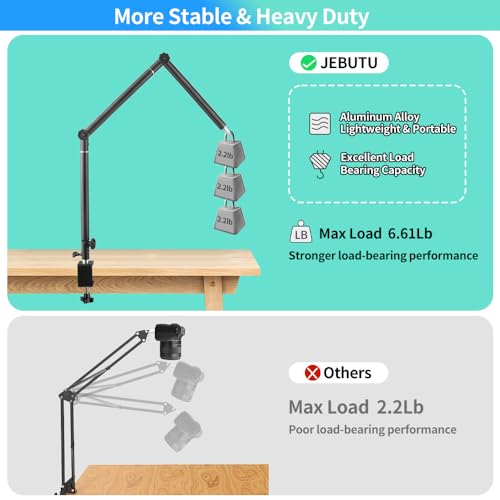 Heavy Duty Overhead Camera Desk Mount Stand 14.5"-41" with 1/4" Screw, 3-Section 360°Rotatable Detachable Articulating Boom Arm with Enlarged Handle C Clamp, Tabletop Light Stand for Streaming Vlog - color: MS05