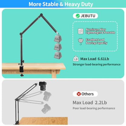 Heavy Duty Overhead Camera Desk Mount Stand 14.5"-41" with 1/4" Screw, 3-Section 360°Rotatable Detachable Articulating Boom Arm with Enlarged Handle C Clamp, Tabletop Light Stand for Streaming Vlog - color: MS05