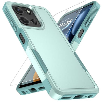 Vinve for Moto G 2025 Case with HD Screen Protector, Military-Grade Shockproof & Dual-Layer Protection, Anti-Slip Grip Design Phone Case, Green - color: Green