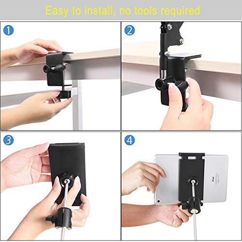 SAMHOUSING Tablet Stand for Bed,360 Degree Rotating Bed Tablet Mount Holder Stand with Aluminum Arm for iPad,iPhoneXS,N-Switch, Amazon Kindle Fire,or Other 4.7~12.9 inch-Screen Devices
