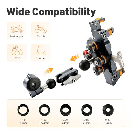 Anti-Theft Motorcycle Phone Mount Holder, High-Strength Plastic - style: M lite
