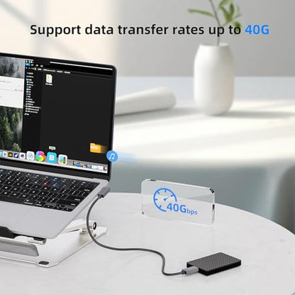 USB4 240W Right Angle USB C Cable 6.6ft (1-Pack) - 40Gbps USB-C to USB-C with Pouch, Thunderbolt 4/3 & PD Charging for MacBook Pro, iPhone 17, Gaming Monitor (Black) - color: 1-Pack,6.6FT