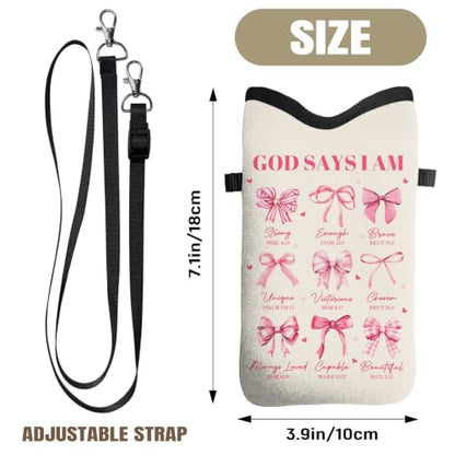 Cell Phone Sleeve Pouch with Adjustable Strap - Christian Gifts - color: God Says