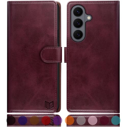 SUANPOT Compatible with Samsung Galaxy S26 Wallet case with RFID Blocking Credit Card Holder,Flip Book PU Leather Protective Cover Women Men for Samsung S26 Phone case Wine Red - color: Wine Red, size: Samsung Galaxy S26