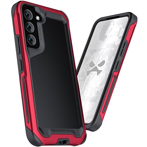 Ghostek ATOMIC slim Samsung S22 Case with Clear Back and Strong Aluminum Metal Bumper Heavy Duty Protection Lightweight Military Grade Shockproof Cover Designed for 2022 Galaxy S22 5G (6.1 Inch) (Red) - color: Red, size: Galaxy S22