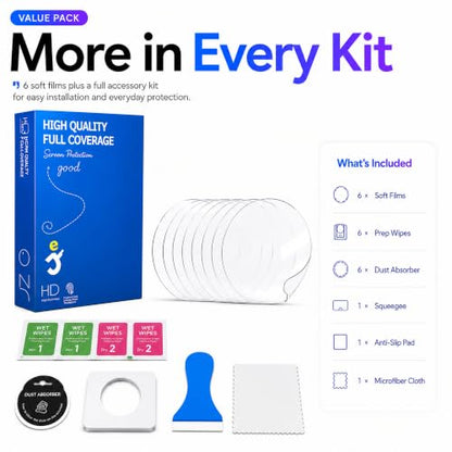 6 Pack Screen Protector for Garmin Vivoactive 5/Garmin Vivoactive 6 42mm | HD Clear Soft EPU Film, Full Coverage, Self-Healing, Touch Sensitive, Anti-Scratch, Bubble-Free, Made for Active Lifestyles - size: For Garmin Vivoactive 5/6 1.65 Inch