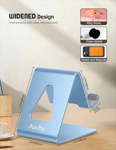 Aoviho Cell Phone Stand for Desk, Aluminum Phone Holder, Sky Blue - color: Sky Blue