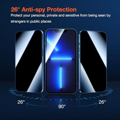 KUZOOM 2Pack Privacy 9H+ Tempered Glass Screen Protector for iPhone 13 Pro - color: Black 13Pro