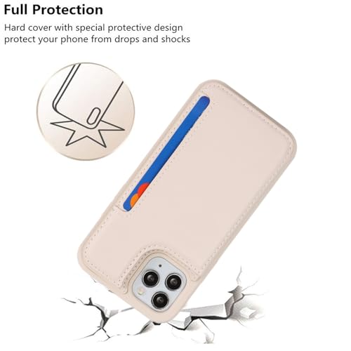 iCoverCase Compatible with iPhone 11 Pro Phone Case with Card Holder, Wallet Case for Women Men RFID Blocking PU Leather Protective Case 5.8 Inch (Beige) - color: Beige