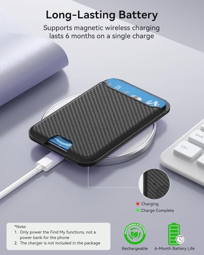 for MagSafe Wallet, Works with Apple Find My,5 Card Holder with Stand, Magnetic Phone Wallet Stand for iPhone 17/16/15/14/13/12 Pro Max Air Plus, RFID Blocking Vegan Leather,Carbon Fiber - color: Findmy Carbon Fiber