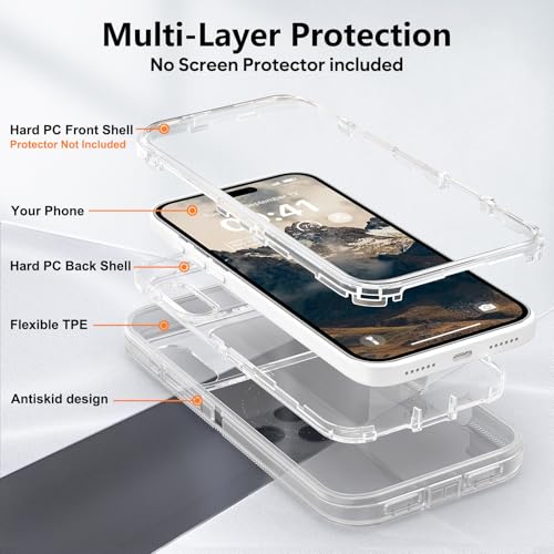 TUTUKII for iPhone 17 Pro Max Case Clear | Heavy Duty Shockproof, Anti-Drop, Anti-Yellow,Triple-Layer Transparent Protective Phone Cover, 6.9" - color: Clear, size: iPhone 17 Pro Max 6.9"
