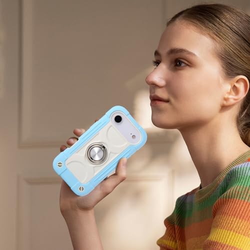 MARKILL Compatible with iPhone Air Case 6.5 Inch 2025 with 360 Degree Rotate Ring Stand, Military Grade Drop Protection Full Body Rugged Protective Case Kids - color: Ice Blue, size: iPhone Air 6.5"