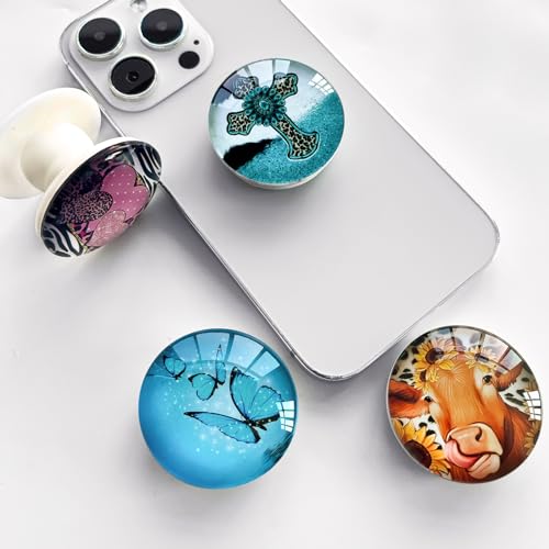 Magnetic Phone Grip Stand, Silver Sparkle Glitter Collapsible Expanding Holder for Smartphones & Tablets - size: Silver Sparkle Glitter