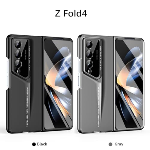 Smartphone Flip Cover for Samsung Galaxy Z Fold 4 Case with S Pen, with Screen Protector Case, PC Shockproof Bumper Case Full Coverage Protective Cover for Galaxy Z Fold 4(Black) - color: Black