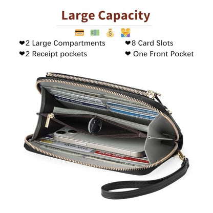 GOIACII Phone Purse Crossbody Bags for Women Small Travel Wallet Touch Screen RFID Blocking - color: A11 Green Pattern