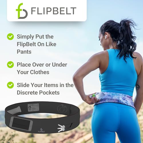 FlipBelt Classic Running Belt, Phone Holder for Running, Money Belt Pouch - color: Carbon, size: Extra Extra Large