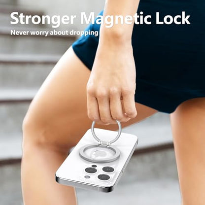 ZXM Magnetic Phone Ring Grip, for iPhone 17/16/15/14/13/12 (Silver) - color: Silver