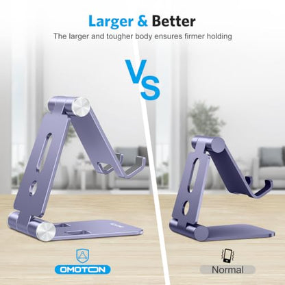 OMOTON Foldable Cell Phone Stand, C4 Portable Aluminum Phone Holder - color: Purple
