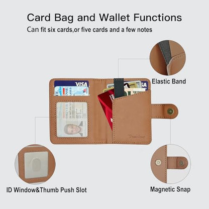 for MagSafe Wallet Magnetic Card Holder for MagSafe Phones and Cases,Strong Magnetic Wallet for iphone 12-17 Series,RFID Blocking Phone Wallets Hold 5 Cards,Strap Stand,Leather Brown - color: Brown