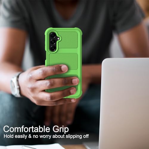 for Samsung Galaxy A16 5G Case with 2 Pack Tempered Glass Screen Protector, [Holster Series] Belt Clip Hard Tough Heavy Duty Rugged Shockproof Protective Cell Phone Case (Green) - color: Green