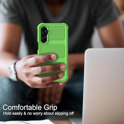 for Samsung Galaxy A16 5G Case with 2 Pack Tempered Glass Screen Protector, [Holster Series] Belt Clip Hard Tough Heavy Duty Rugged Shockproof Protective Cell Phone Case (Green) - color: Green