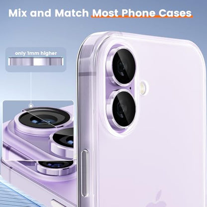 imluckies Camera Lens Protector for iPhone 17 6.3", [AR+AF] HD Clear Tempered Glass Lens Cover, 9H Hardness Scratch Resistant Individual Metal Ring, Case Friendly & Easy Install, Purple - color: Purple