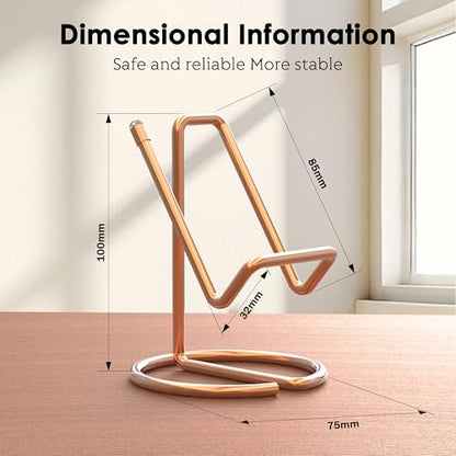 Metal Cell Phone Stand for Desk, Cute One-Piece Phone Holder, Stable Desktop Display Dock for iPhone, iPad, Samsung, Tablets & All Mobile Phones, Rose Gold - 2 - color: Rose Gold - 2