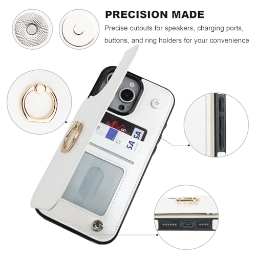 ONETOP for iPhone 16 Pro Max Wallet Case with Credit Card Holder,White - color: White