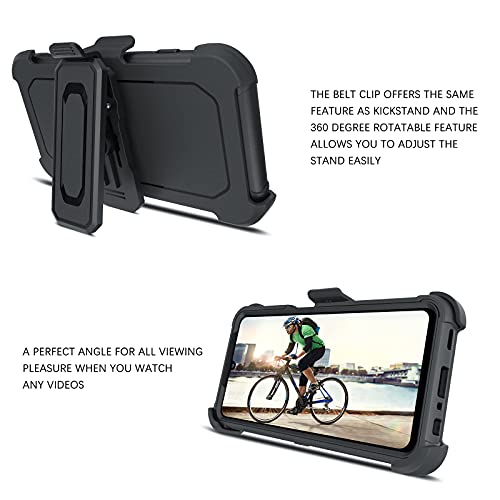 DUEDUE Case for Samsung A32 Case 5G, Military Grade Shockproof Drop Protection Heavy Duty Full Body Rugged Cover with Kickstand Belt Clip Holster for Samsung Galaxy A32, Black