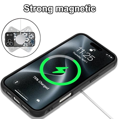 Magnetic for iPhone 17 Pro Case,White Flower | [Compatible with MagSafe] Cute Fashion Translucent Matte Hard Back Shockproof Anti-Scratch Phone Case,Ink Flower - color: Ink Flower, size: iPhone 17 Pro