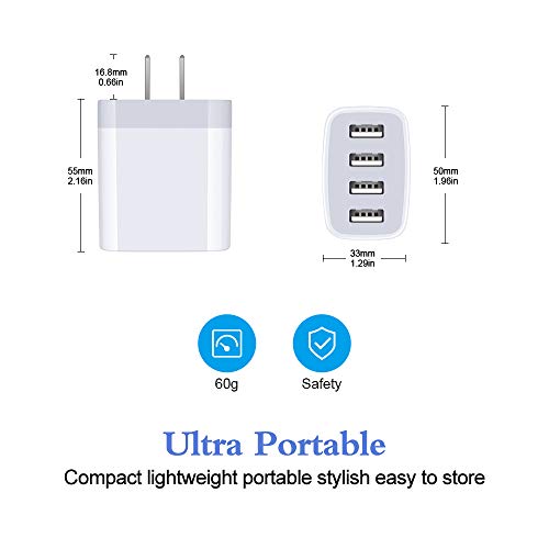 iPhone 17 Charger Box Fast Charging 4.8A Multi Port USB Charger Wall Plug - color: white