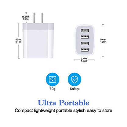 iPhone 17 Charger Box Fast Charging 4.8A Multi Port USB Charger Wall Plug - color: white