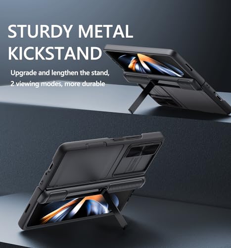 GBEE for Samsung Galaxy Z Fold 4 Case with Card Holder & Kickstand, Black - color: Black