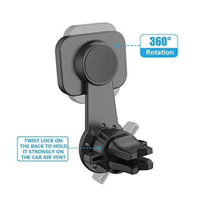 Magnetic Mount, Universal Air Vent Twist Hole Magnetic Phone Holder for Car, for All Cell Phones with Fast Swift-Snap Technology, Will Not Block Air Vent Flow - for Horizontal Vent