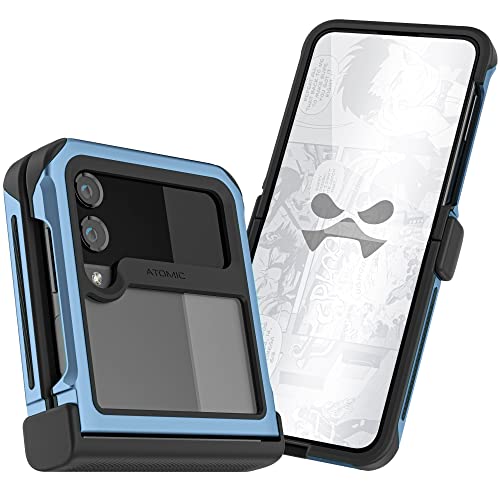 Ghostek Atomic Slim Galaxy Z Flip 4 Case - Clear Back with Blue Aluminum Metal Bumper, Shockproof & Dual-Layer Protective Phone Case, Limited Edition Color for 2022 Samsung Z Flip 4 Case (6.7") (Blue) - color: Blue [Limited], size: Galaxy Z Flip 4