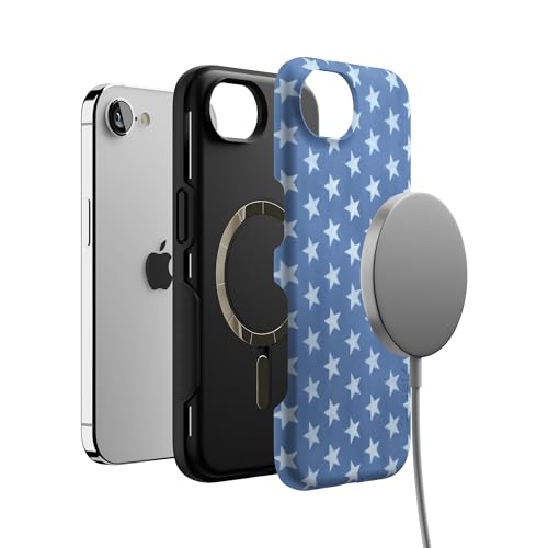 Casely iPhone 16e Case | Coastal Blues | Denim Stars | Bold Protective Design | Compatible with MagSafe - color: Coastal Blues | Denim Stars