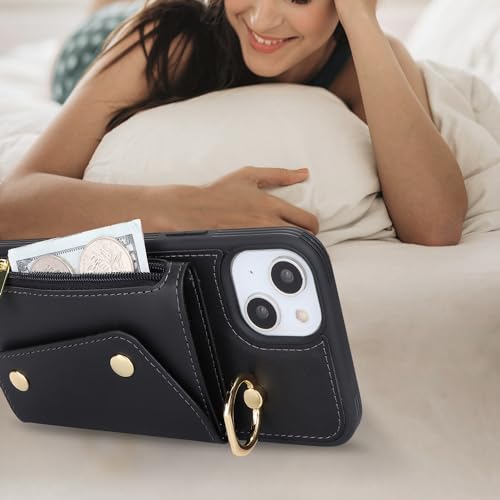 Lipvina Crossbody Wallet Case for iPhone 13,Black - color: 01-Black, size: iPhone 13 6.1"