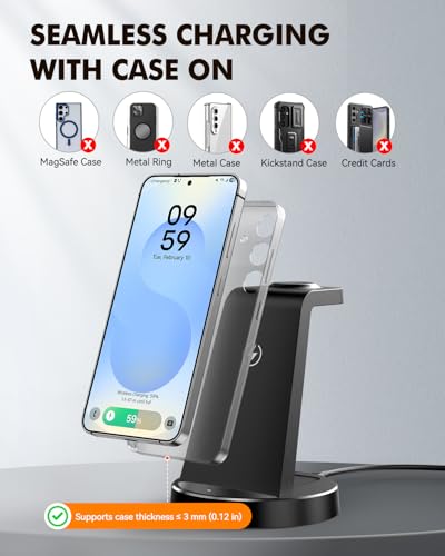 Wireless Charger for Samsung, 3-in-1 Android Charging Station - color: Black 7
