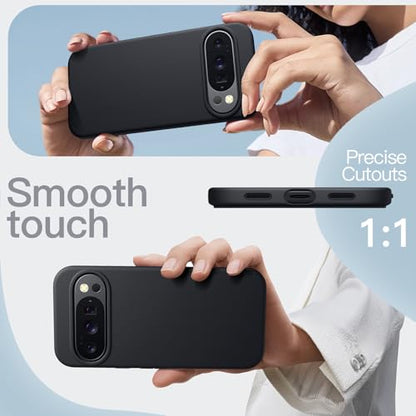 JETech Silicone Case for Google Pixel 10/10 Pro, Obsidian | Silky Soft Touch, Shockproof Protection, Scratch Resistant, Microfiber Lining - color: Obsidian, size: Pixel 10/10 Pro