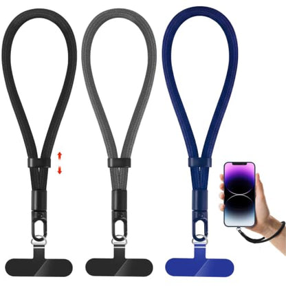 Phone Lanyard, 2 Pack Adjustable Cell Phone Lanyard Strap, Hand Wrist Strap Lanyard with Tether Tabs for Smartphones - color: Black+grey+blue