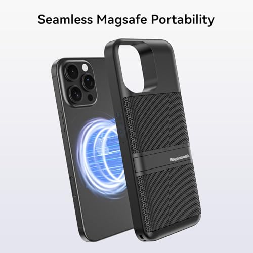 MagTune Max Magnetic Bluetooth Speaker for iPhone 16 Pro Max, Multifunctional Portable Snap-On Wireless w/ Kickstand, Magnet Pocket Audio, Fits Any Magnetic Surface, iPhone/Android/Windows(Black)