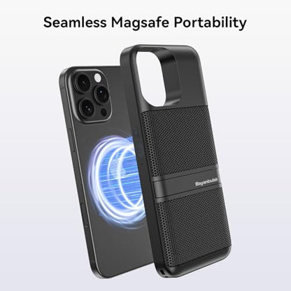 MagTune Max Magnetic Bluetooth Speaker for iPhone 16 Pro Max, Multifunctional Portable Snap-On Wireless w/ Kickstand, Magnet Pocket Audio, Fits Any Magnetic Surface, iPhone/Android/Windows(Black)