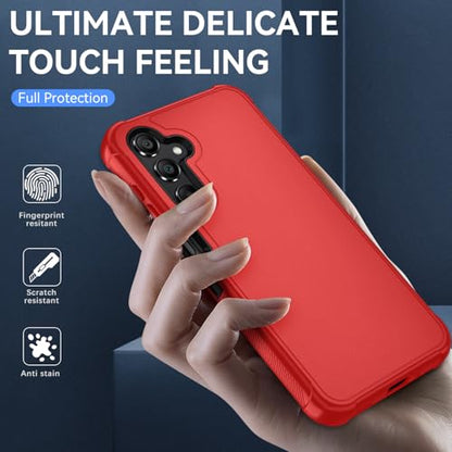 for Samsung Galaxy A16 5G Case : 3-Layer Shockproof Phone Cover with HD Screen Protector,Hybrid Protective Military-Grade Drop Protection for Galaxy A16 5G Phone Case (Bright Red/Black) - color: Bright Red/Black