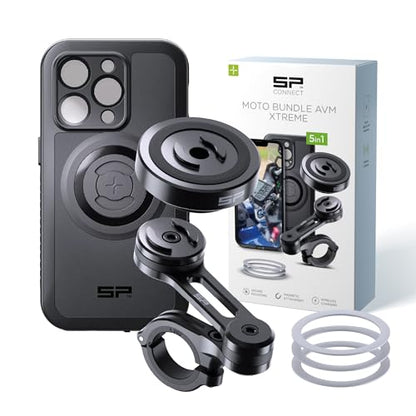 SP CONNECT Moto Bundle II AVM Xtreme | SPC+ |Compatible with iPhone 14 Pro | Phone Mount for Motorcycle | Motorcycle Phone Holder | Handlebars - style: for iPhone 14 Pro