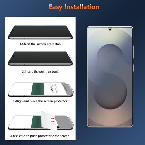 [2 Pack] 4 Way 360 °Matte TPU Privacy Screen Protector for Samsung Galaxy S25 Ultra (Not Glass), Fingerprint Sensor Compatible, Anti-Glare Full Adhesive Flexible Film