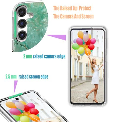 for Samsung Galaxy S24 FE Case for Girl Women Men,Full Protective Shockproof Slim Soft TPU Clear Phone Cover Cases for Galaxy S24 FE,Glitter Sparkle Shiny Pearl Luster Green Gold Marble - color: Green Gold Marble